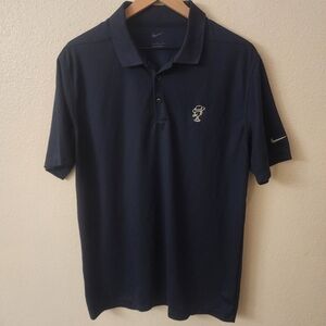 Nike Golf Dri-FIT Polo Mens L Navy Embroidered Man Smoking Pipe DC1963-451